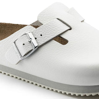 Birkenstock Boston Super Grip Natural Leather - White - Daley Footwear